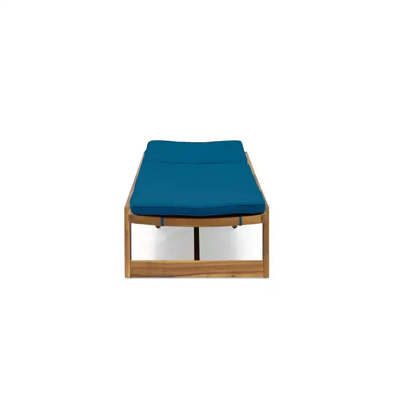Kyoto – Ensemble 3 pièces de chaises longues d'extérieur en bois d'acacia avec coussins – Teck/Bleu – Christopher Knight Home : Sièges sans accoudoirs et table d'appoint pour patio