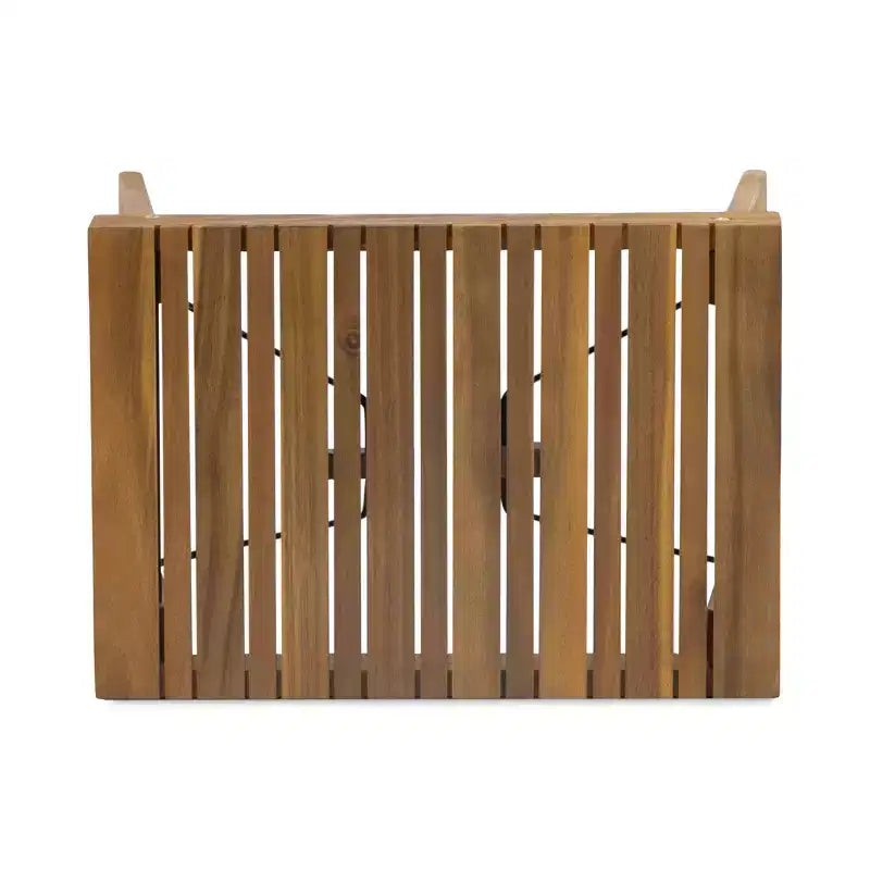 Kyoto – Ensemble 3 pièces de chaises longues d'extérieur en bois d'acacia avec coussins – Teck/Bleu – Christopher Knight Home : Sièges sans accoudoirs et table d'appoint pour patio