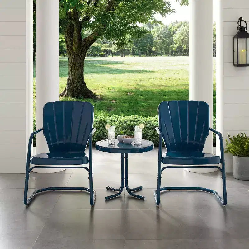 Ensemble de sièges d'extérieur 3 pièces Ridgeland - Bleu marine - Crosley