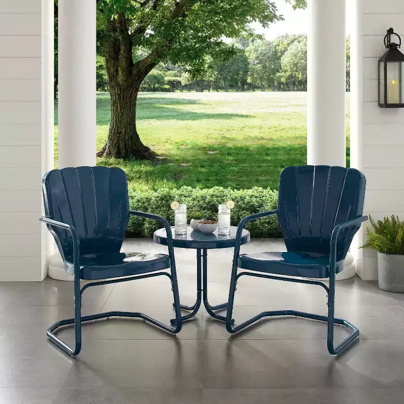 Ensemble de sièges d'extérieur 3 pièces Ridgeland - Bleu marine - Crosley