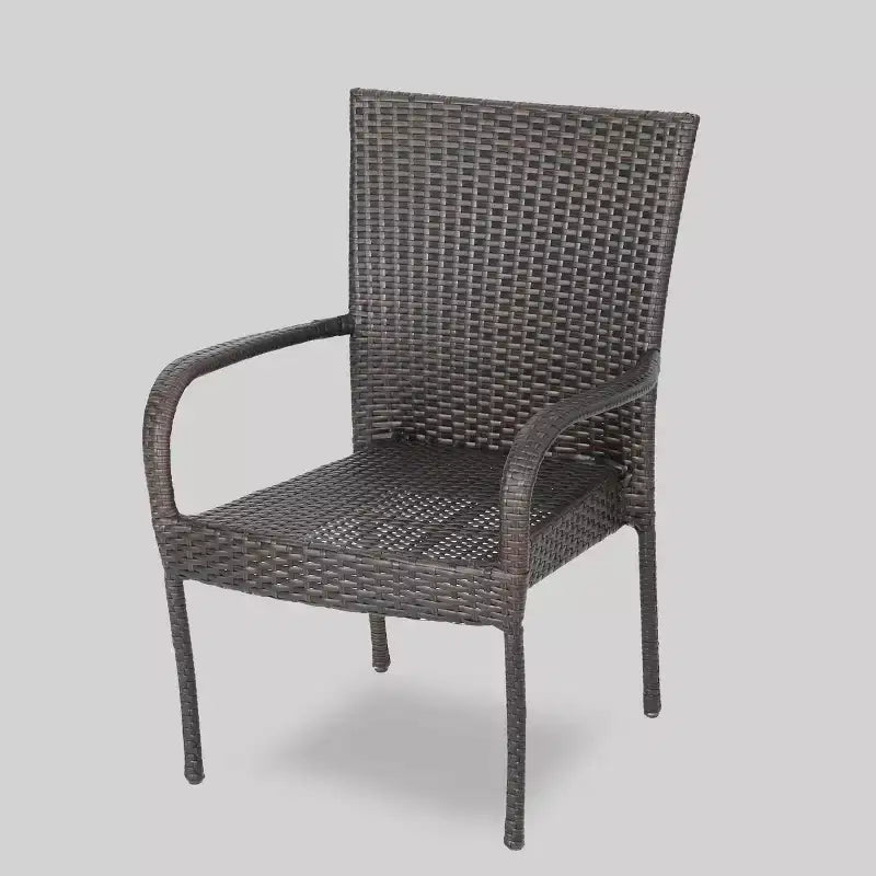 Ensemble de conversation Littleton 3 pièces de chaises empilables de patio en osier tout temps - Brun - Christopher Knight Home