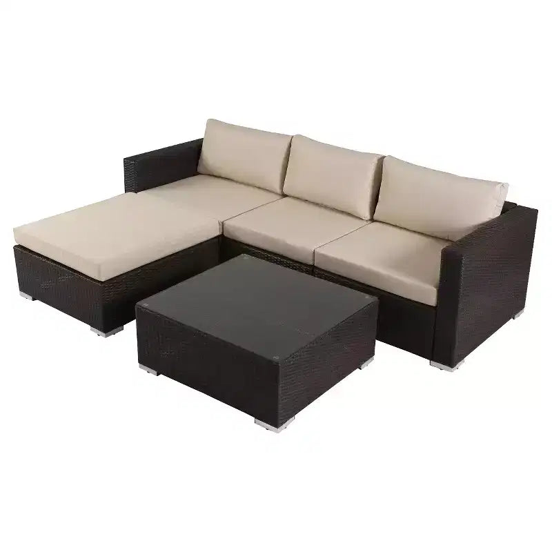 Ensemble de sectionnels de patio en osier 5 pièces Santa Rosa avec coussins : Meubles d'extérieur, sièges profonds – Christopher Knight Home