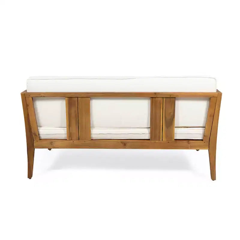 Ensemble de conversation d'extérieur Nicholson 4 places en bois d'acacia - Teck/Beige - Christopher Knight Home : Salon de jardin avec coussins et table basse
