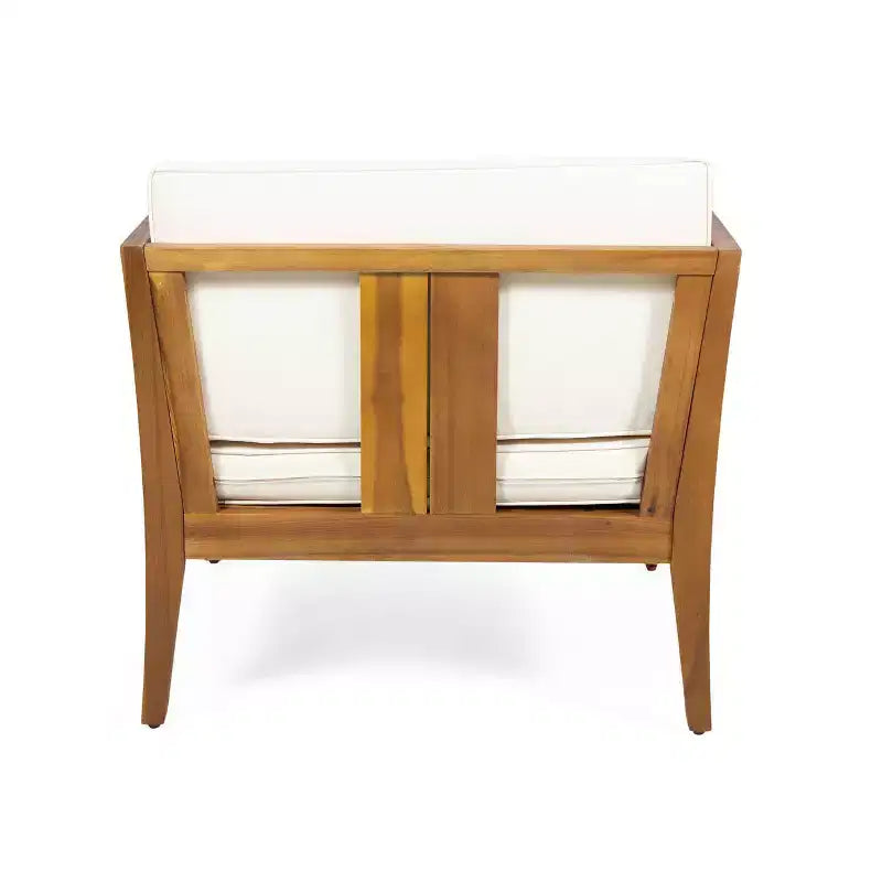 Ensemble de conversation d'extérieur Nicholson 4 places en bois d'acacia - Teck/Beige - Christopher Knight Home : Salon de jardin avec coussins et table basse