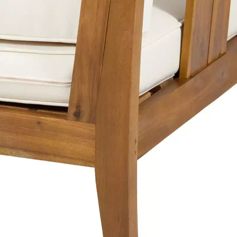 Ensemble de conversation d'extérieur Nicholson 4 places en bois d'acacia - Teck/Beige - Christopher Knight Home : Salon de jardin avec coussins et table basse