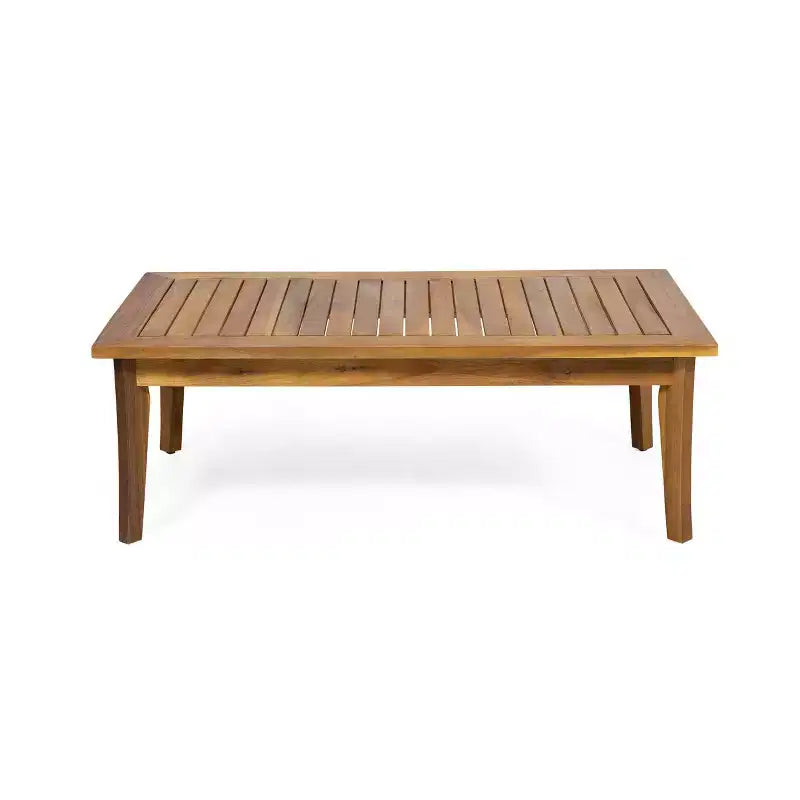 Ensemble de conversation d'extérieur Nicholson 4 places en bois d'acacia - Teck/Beige - Christopher Knight Home : Salon de jardin avec coussins et table basse