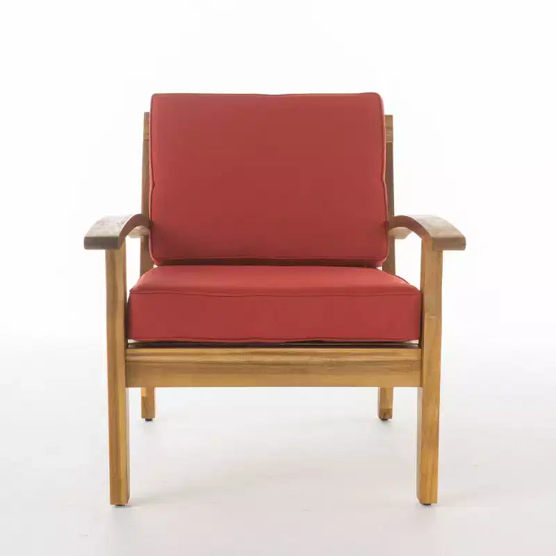 Ensemble de conversation Peyton 4 pièces en acacia – Teck/Rouge – Christopher Knight Home