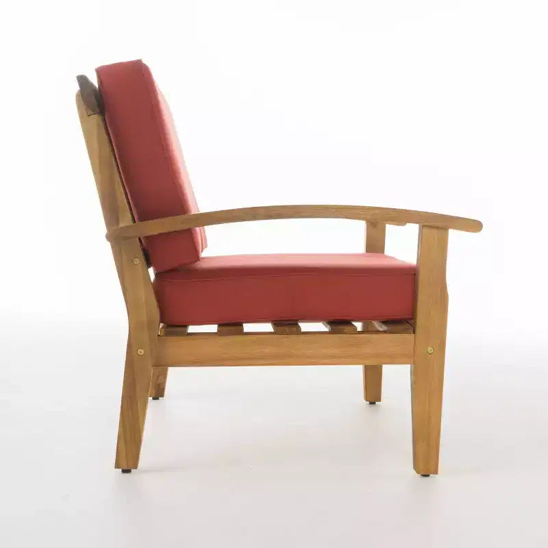 Ensemble de conversation Peyton 4 pièces en acacia – Teck/Rouge – Christopher Knight Home