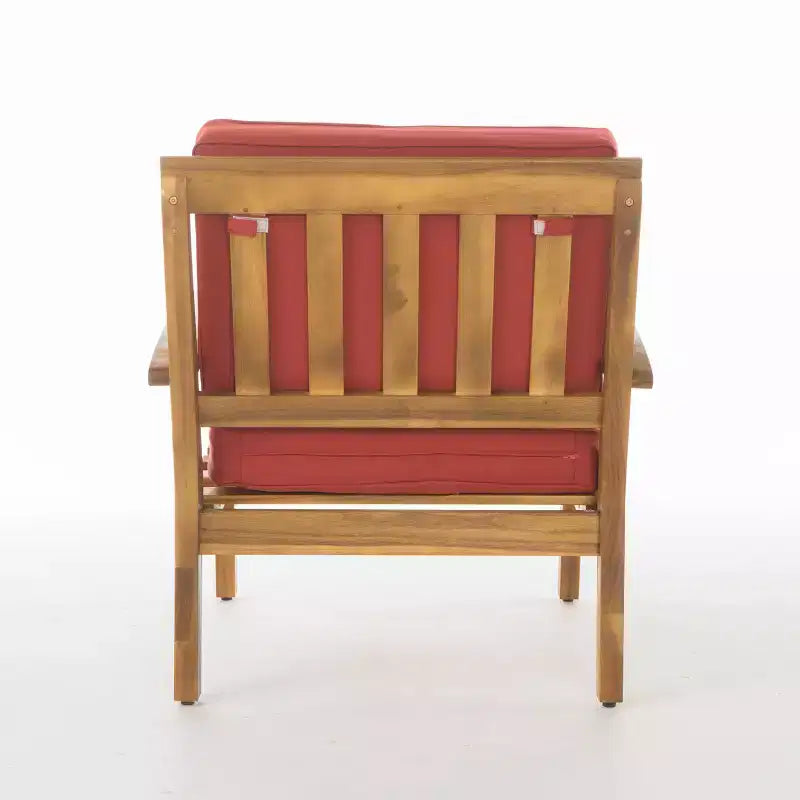 Ensemble de conversation Peyton 4 pièces en acacia – Teck/Rouge – Christopher Knight Home