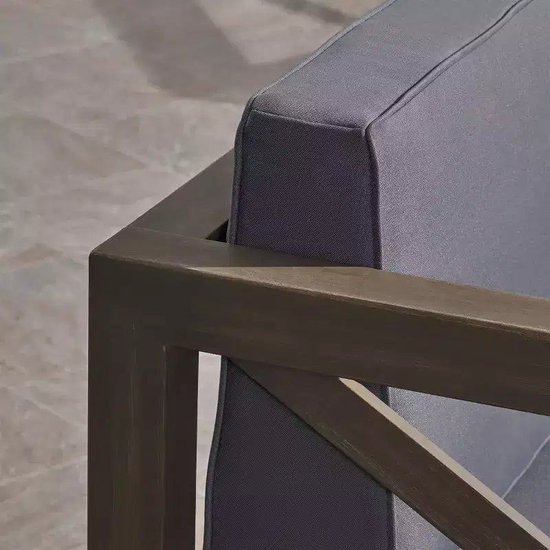Ensemble de canapé et de fauteuils de club Brava 9 pièces en bois d'acacia – Gris/Gris foncé – Christopher Knight Home