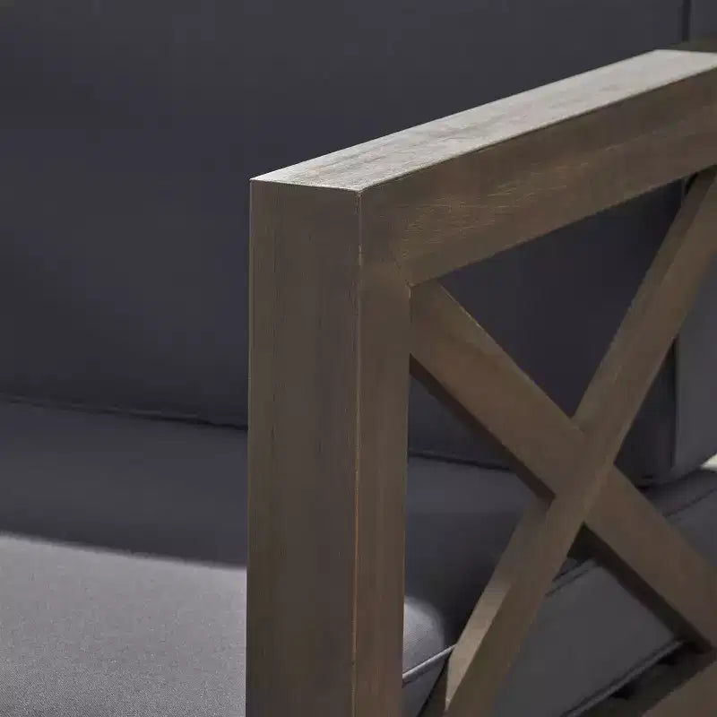 Ensemble de canapé et de fauteuils de club Brava 9 pièces en bois d'acacia – Gris/Gris foncé – Christopher Knight Home