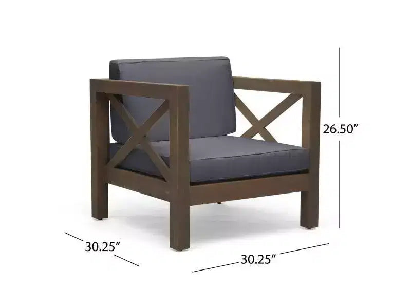 Ensemble de canapé et de fauteuils de club Brava 9 pièces en bois d'acacia – Gris/Gris foncé – Christopher Knight Home