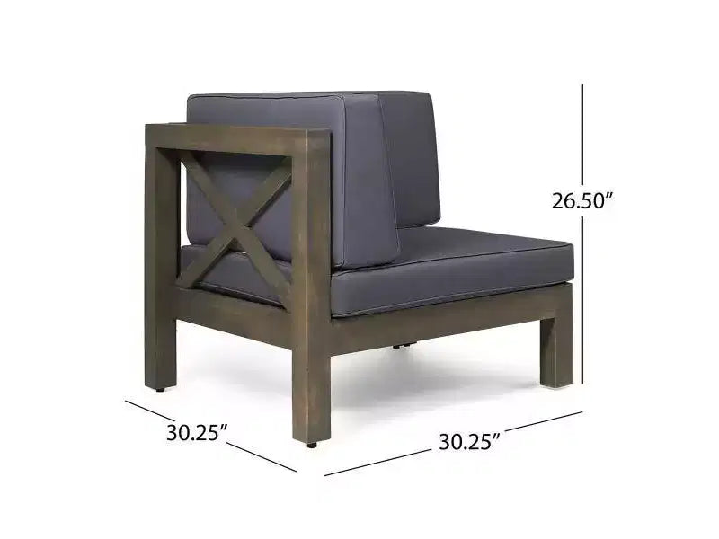 Ensemble de canapé et de fauteuils de club Brava 9 pièces en bois d'acacia – Gris/Gris foncé – Christopher Knight Home