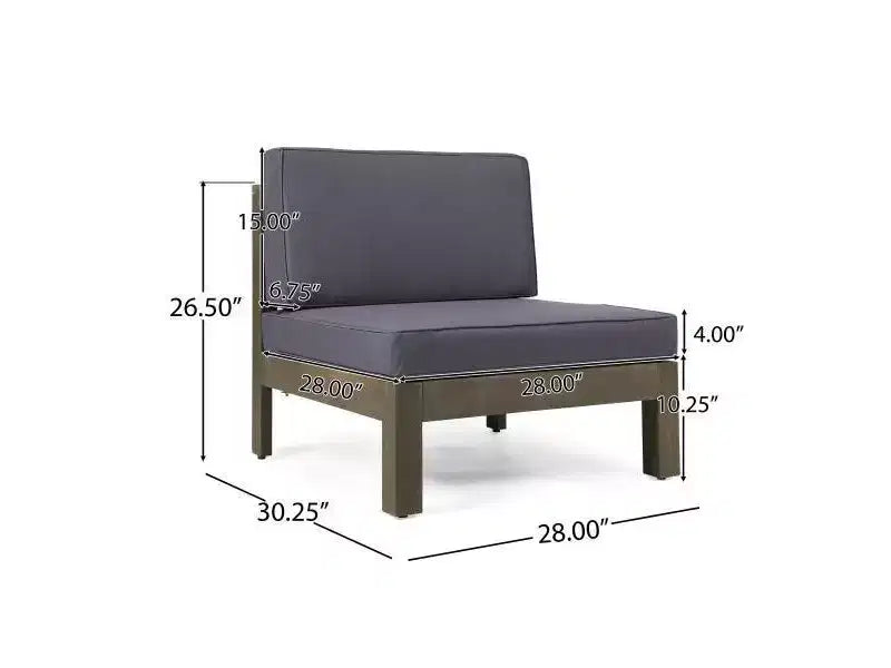 Ensemble de canapé et de fauteuils de club Brava 9 pièces en bois d'acacia – Gris/Gris foncé – Christopher Knight Home