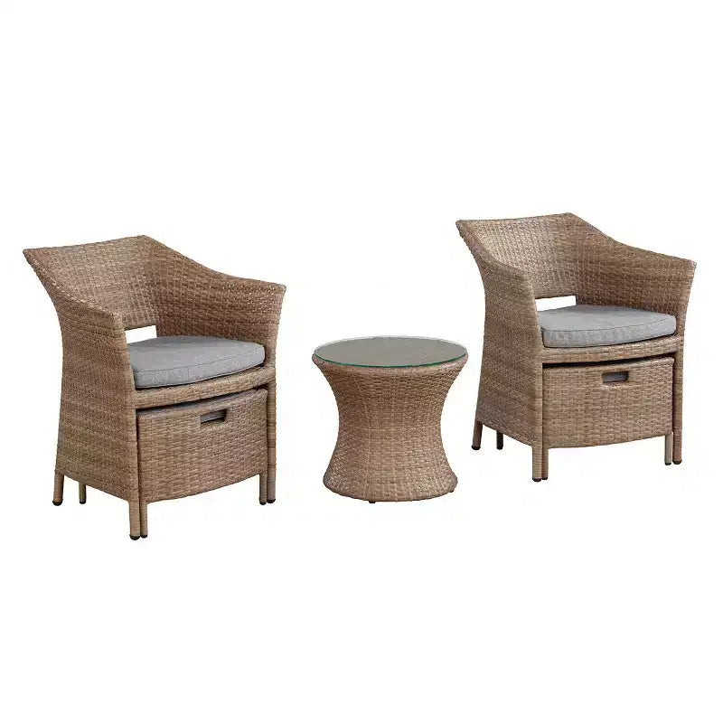 Ensemble de conversation 5 pièces Kokoli - Marron - Meubles Alaterre : mobilier de jardin avec coussins, aucun assemblage requis