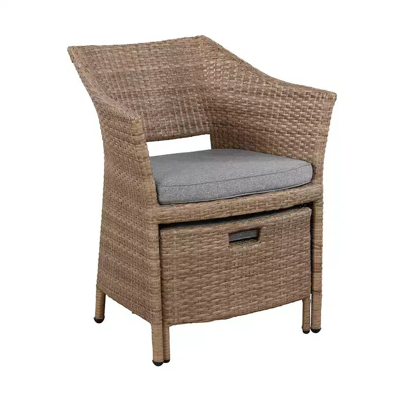 Ensemble de conversation 5 pièces Kokoli - Marron - Meubles Alaterre : mobilier de jardin avec coussins, aucun assemblage requis