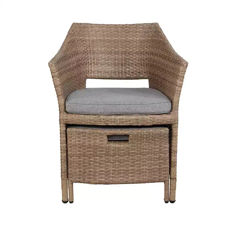Ensemble de conversation 5 pièces Kokoli - Marron - Meubles Alaterre : mobilier de jardin avec coussins, aucun assemblage requis