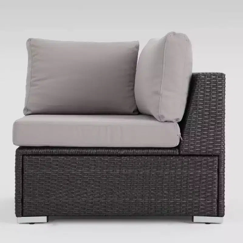 Ensemble de sièges d'angle Santa Rosa 9 pièces en osier - Gris/Argent - Christopher Knight Home
