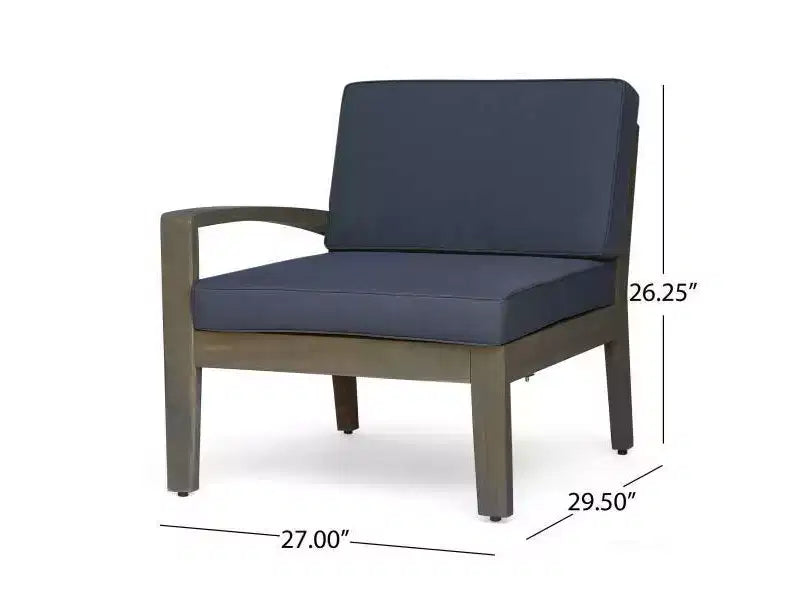 Ensemble de canapé d'angle 7 pièces en acacia Grenada - Gris/Gris foncé - Christopher Knight Home