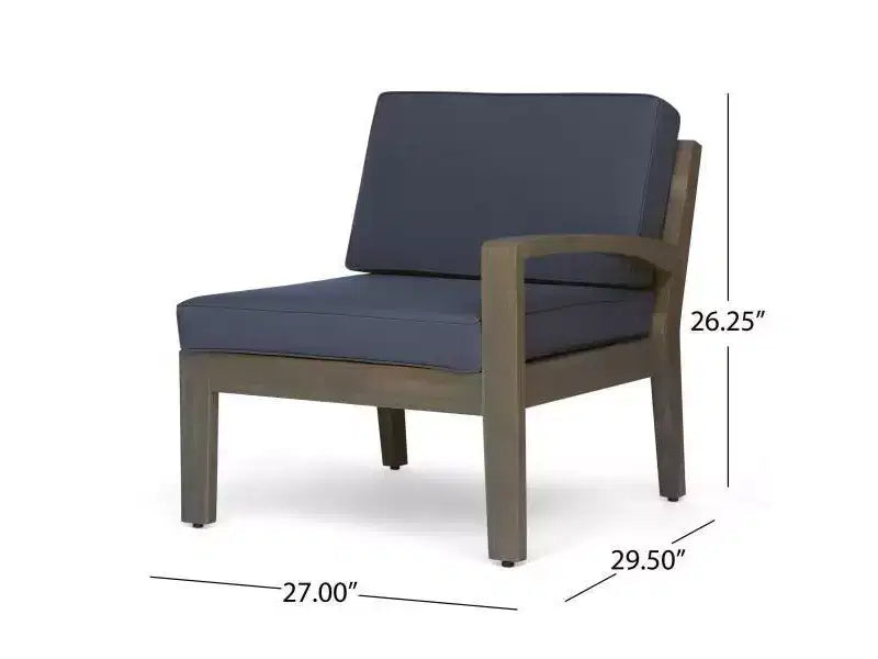 Ensemble de canapé d'angle 7 pièces en acacia Grenada - Gris/Gris foncé - Christopher Knight Home