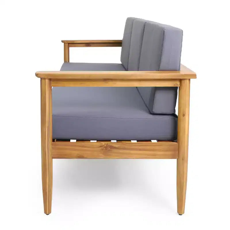 Ensemble de conversation de 5 pièces pour patio en bois d'acacia Magnolia – Teck/Gris foncé – Christopher Knight Home : Ensemble de conversation moderne résistant à l'eau