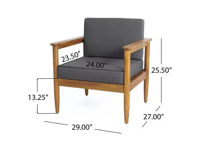 Ensemble de conversation de 5 pièces pour patio en bois d'acacia Magnolia – Teck/Gris foncé – Christopher Knight Home : Ensemble de conversation moderne résistant à l'eau