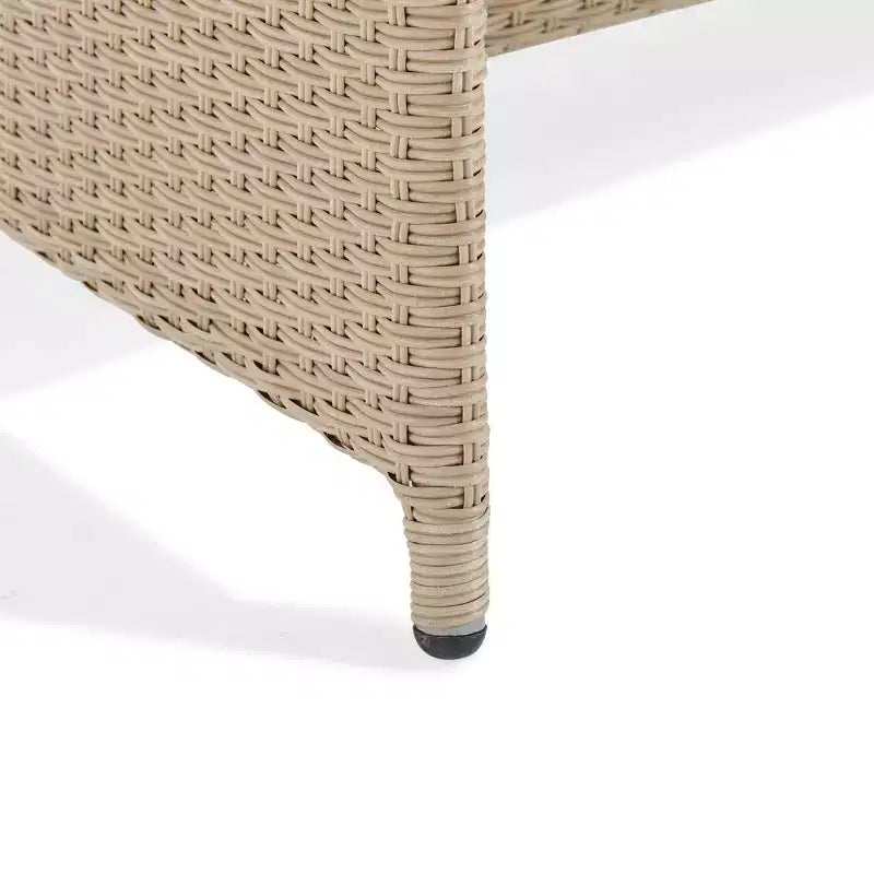 Ensemble de sièges d'angle sectionnels en osier d'extérieur 2 pièces crème Canaan – Meubles Alaterre : Résistant aux intempéries avec table basse