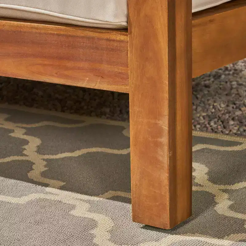 Oana Ensemble de canapés modulaires en bois d'acacia 5 pièces en V Teck/Beige - Christopher Knight Home : Résistant aux intempéries, Design contemporain