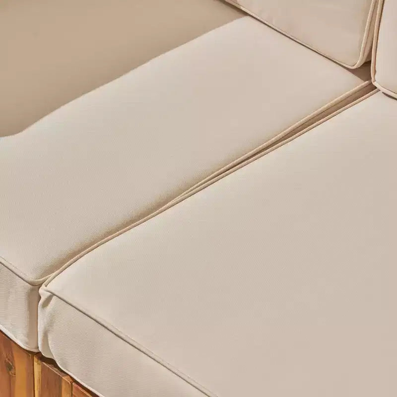 Oana Ensemble de canapés modulaires en bois d'acacia 5 pièces en V Teck/Beige - Christopher Knight Home : Résistant aux intempéries, Design contemporain