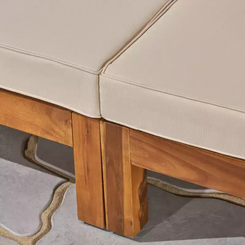 Canapé sectionnel en U 10 pièces en bois d'acacia Oana avec brasero - Teck/Beige - Christopher Knight Home : Sièges d'extérieur modulaires
