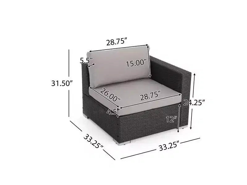 Ensemble de sièges sectionnels en osier 8 pièces Santa Rosa - Gris/Argent - Christopher Knight Home : Cadre en aluminium, résistant aux intempéries