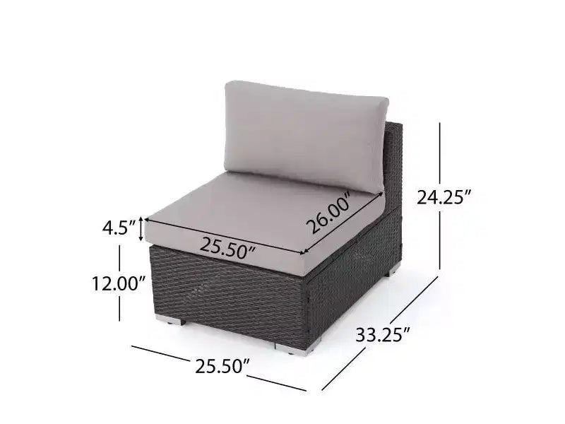Ensemble de sièges sectionnels en osier 8 pièces Santa Rosa - Gris/Argent - Christopher Knight Home : Cadre en aluminium, résistant aux intempéries