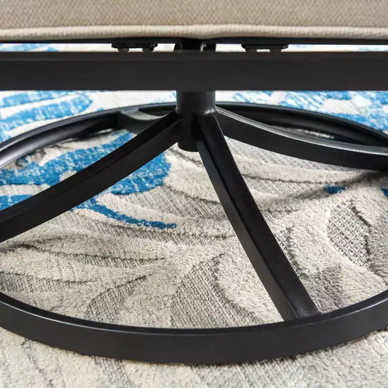 Captiva Designs – Ensemble de conversation d'extérieur 5 pièces XL en métal avec fauteuils pivotants et poufs beiges : Cadre en acier, résistant à la rouille et à l'eau
