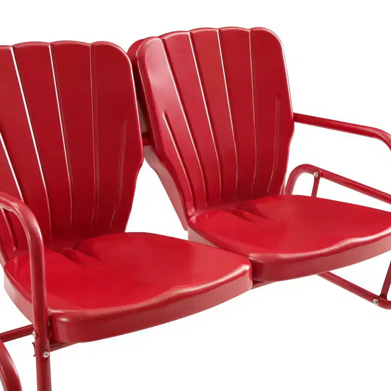 Ensemble de conversation d'extérieur Ridgeland 4 pièces en métal - Rouge - Crosley