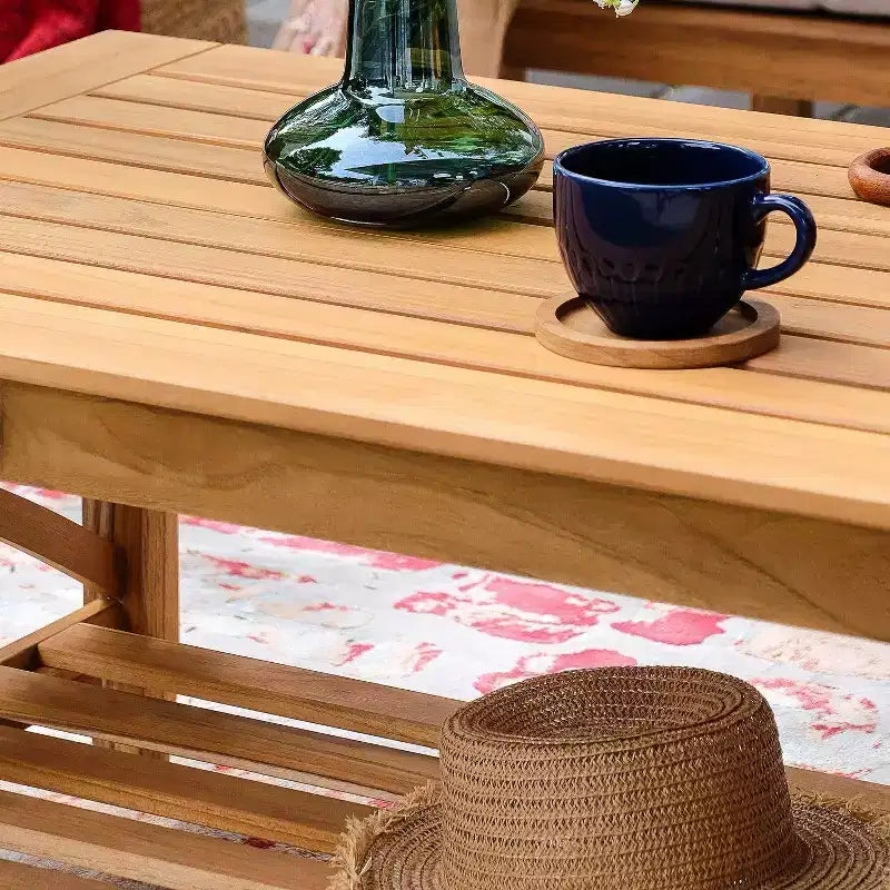 Ensemble de conversation d'extérieur Sonoma Lane Eola 5 pièces en teck avec coussins zippés beiges – Résistant aux intempéries