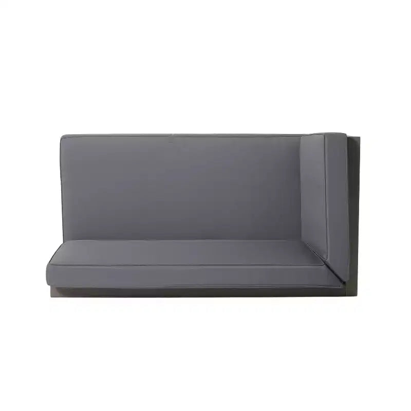 Causeuse d'extérieur 2 pièces Brava en bois d'acacia avec accoudoir gauche et table basse avec coussin gris/gris foncé - Christopher Knight Home