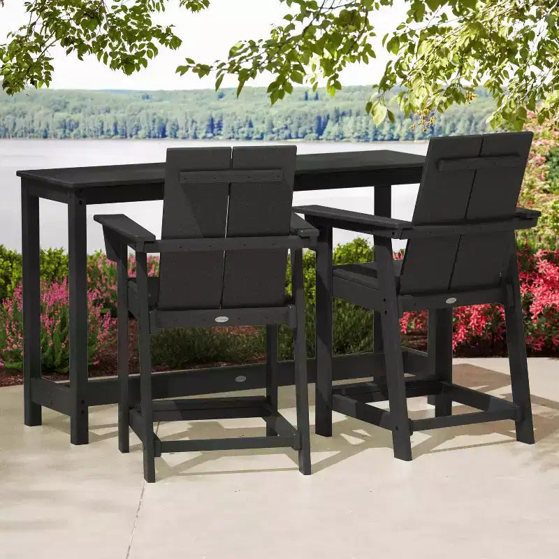 POLYWOOD Moore Ensemble de balcon 3 pièces hauteur comptoir noir