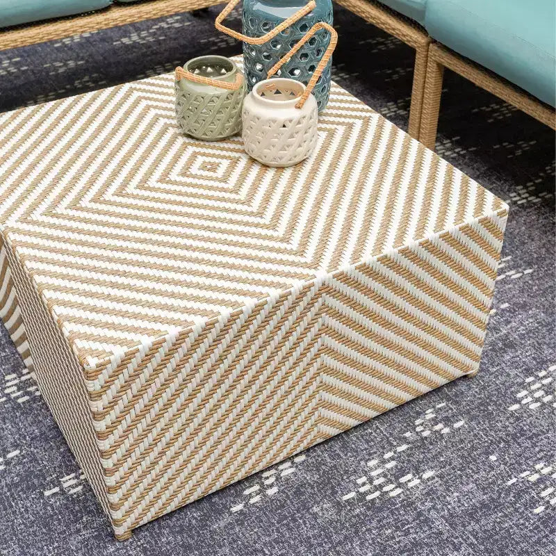 Sectionnel en osier 5 pièces Riviera de Leisure Made, tissu bleu Spa