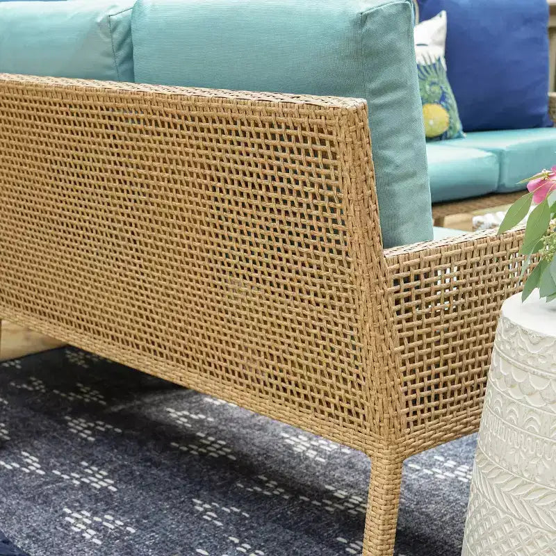 Sectionnel en osier 5 pièces Riviera de Leisure Made, tissu bleu Spa