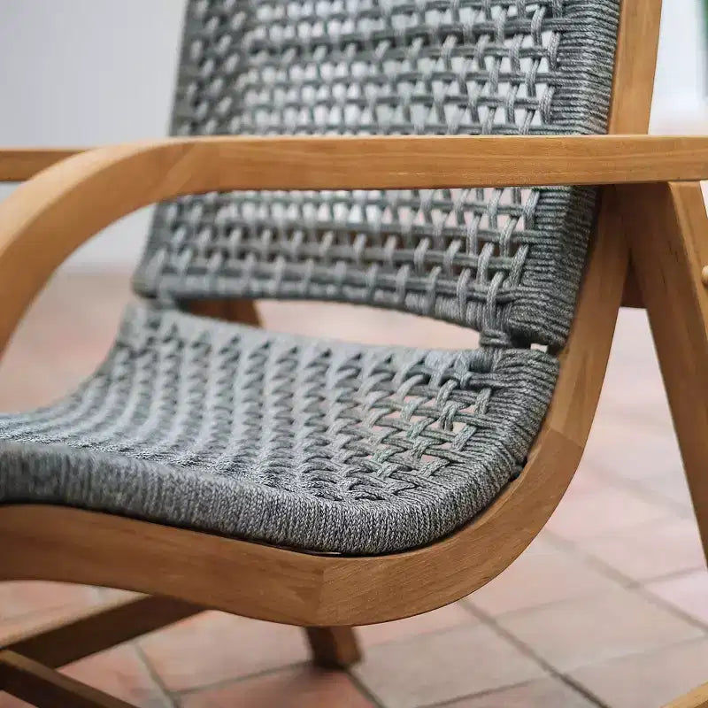Ensemble de conversation d'extérieur 3 pièces en teck Sonoma Lane Sheldon avec coussins lombaires – Résistant aux intempéries, en polycorde tressée, structure en teck massif
