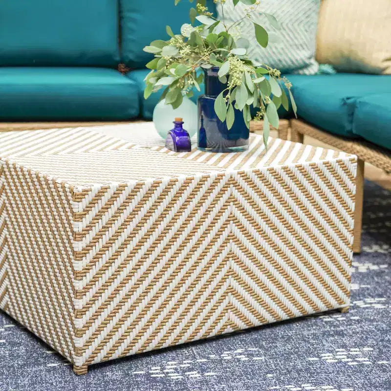 Canapé d'angle en osier 5 pièces Leisure Made Riviera, tissu Peacock