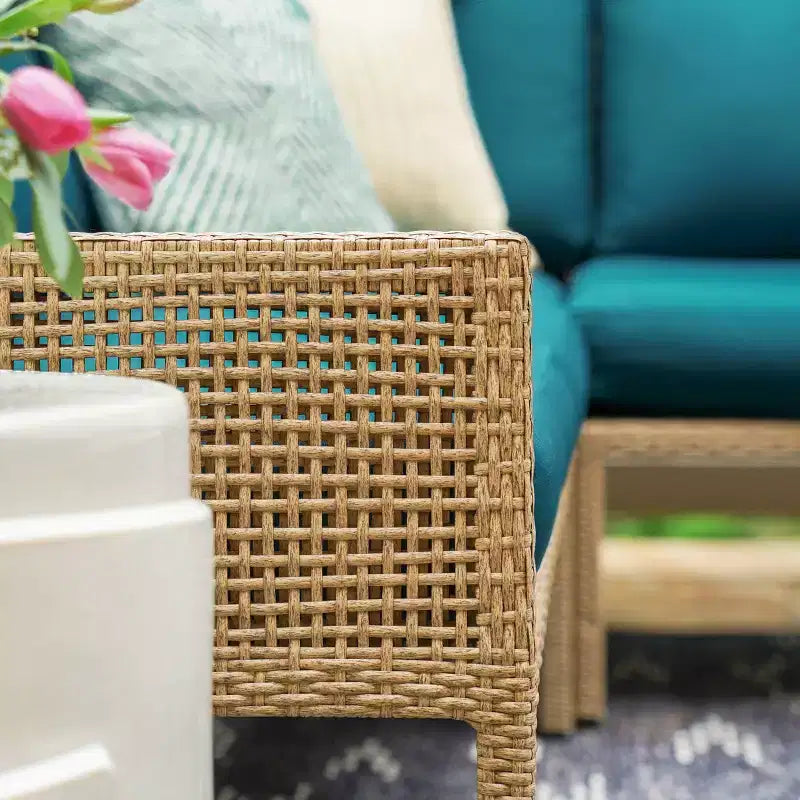 Canapé d'angle en osier 5 pièces Leisure Made Riviera, tissu Peacock