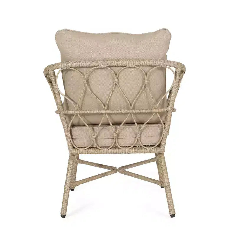 Ensemble de conversation d'extérieur 3 pièces en osier Bruce avec coussins marron clair/beige - Christopher Knight Home: Rotin synthétique, résistant aux UV et aux intempéries