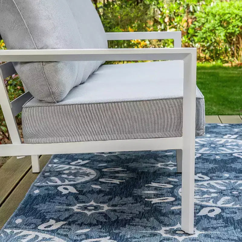 Captiva Designs Salon de conversation extérieur 5 pièces moderne en aluminium avec ottomans