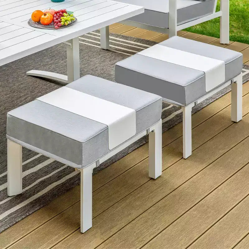 Captiva Designs Salon de conversation extérieur 5 pièces moderne en aluminium avec ottomans