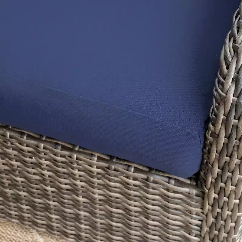 Sectionnel d'angle Jackson 5 pièces en osier avec coussins bleu marine Leisure Made