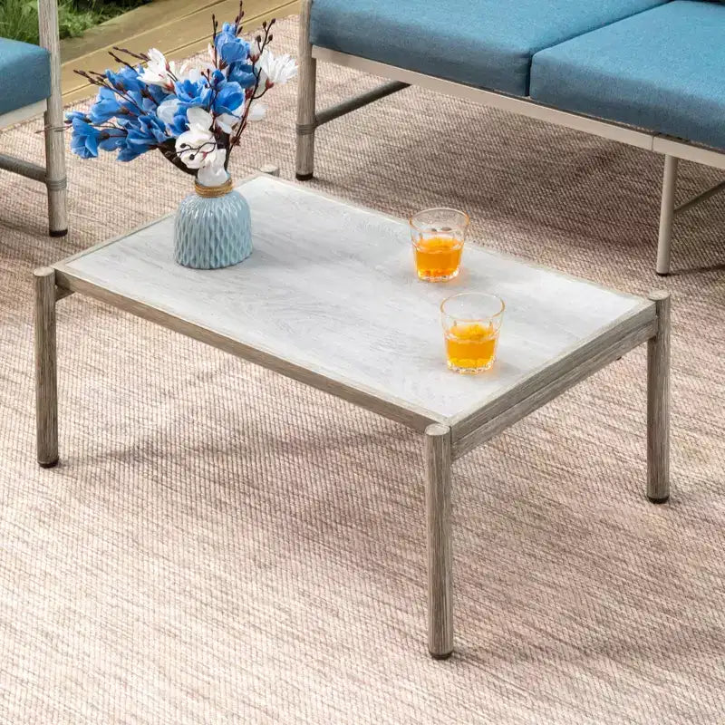 Captiva Designs Salon de conversation 6 pièces de patio en acier et rotin avec table basse
