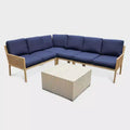 Leisure Made Riviera 5pc Wicker Sectional in Navy Fabric