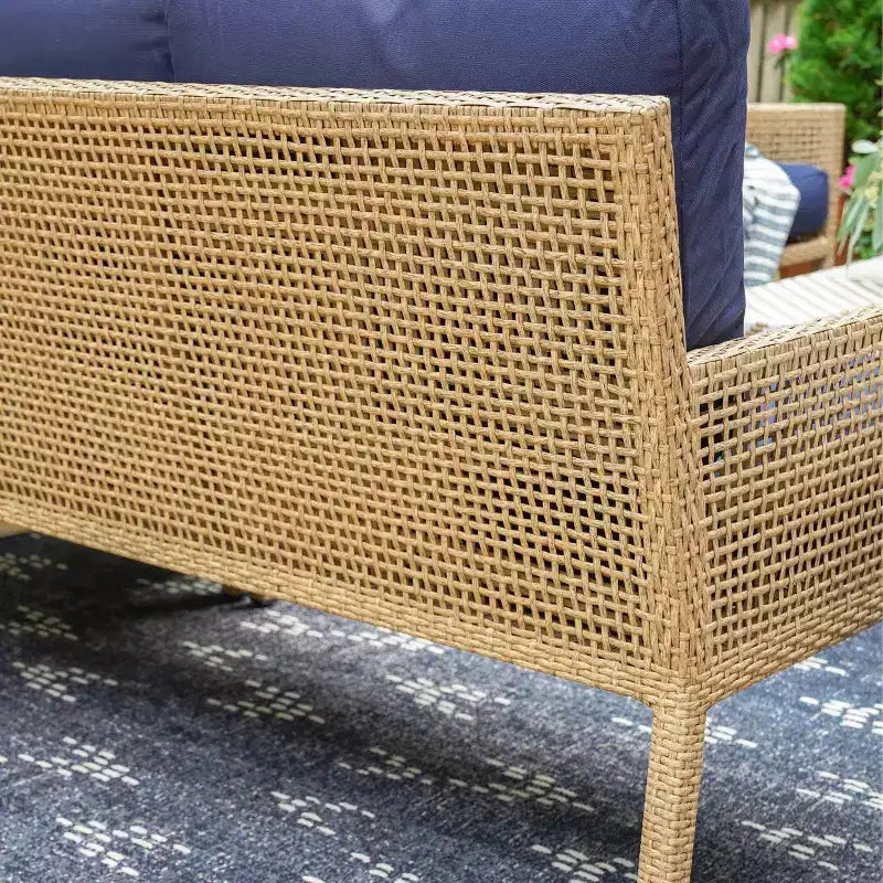Ensemble sectionnel en osier 5 pièces Leisure Made Riviera avec tissu bleu marine