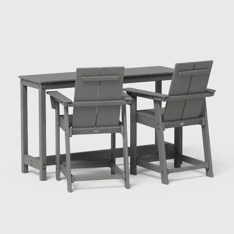POLYWOOD Moore 3pc Balcony Counter Patio Seating Set Slate Gray